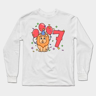 I am 7 with lion - kids birthday 7 years old Long Sleeve T-Shirt